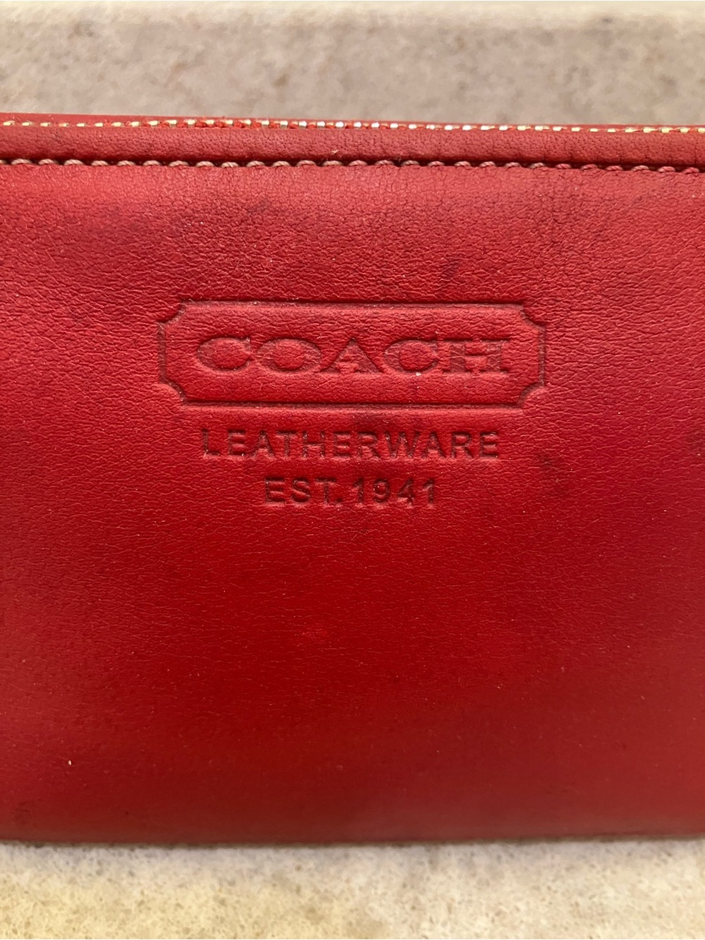 Vintage COACH Red/Burgandy Leather Accessory Cosmetic Bag - Picture 2 of 8